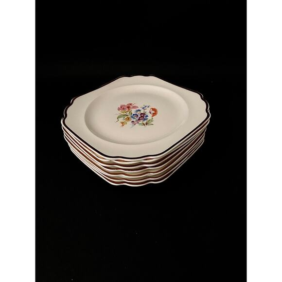 Set of 8 Harker Luncheon Salad Plates | Dresden Flowers Pattern | 1950s-60s - Picture 6 of 6